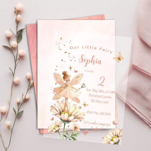 Fairy Garden Girl Foto Geburtstag Pergament Einladungen