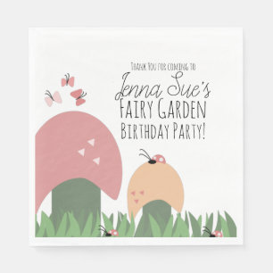 Fairy Garden Mushrooms Ladybugs Butterflies Serviette