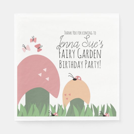 Fairy Garden Mushrooms Ladybugs Butterflies Serviette (Vorderseite)
