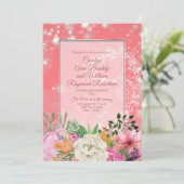 Fairy Garden Pastel Blume Coral Wedding Einladung (Stehend Vorderseite)
