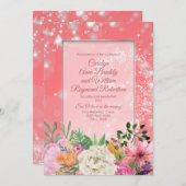 Fairy Garden Pastel Blume Coral Wedding Einladung (Vorne/Hinten)
