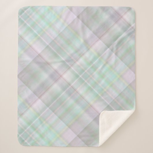 Fairy Garden Pastel Pink und Minze Kariert Sherpadecke (Vorderseite)