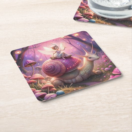 Fairy Garden Snail Rechteckiger Pappuntersetzer (angewinkelt)