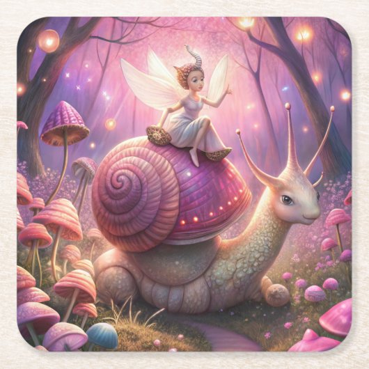 Fairy Garden Snail Rechteckiger Pappuntersetzer (Vorderseite)