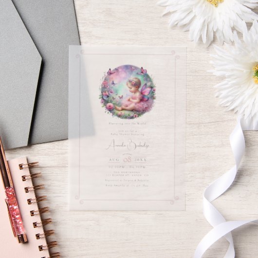 Fairy Garden Theme Flutter Liebe Babydusche Pergament Einladungen (Hochzeit)