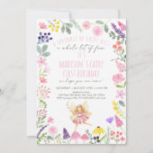 Fairy Garden Wildblume 1. Geburtstag Einladung (Vorderseite)