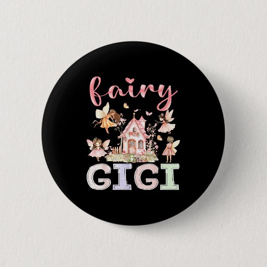 Fairy Gigi Magical Floral Funny Birthday Girl Fair Button (Vorderseite)