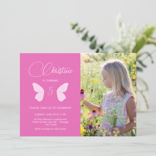 Fairy Girl Birthday Minimalistisch Simple Modern F Einladung (Stehend Vorderseite)