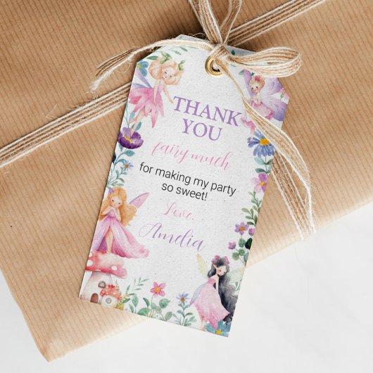 Fairy Girl Birthday Party Danke Tag Geschenkanhänger