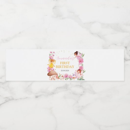 Fairy Girl Birthday Party Water Flasche Label Wasserflaschenetikett (Einzelnes Label)