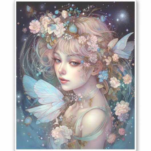 Fairy Girl Fantasy Art Aufkleber (Vorderseite)