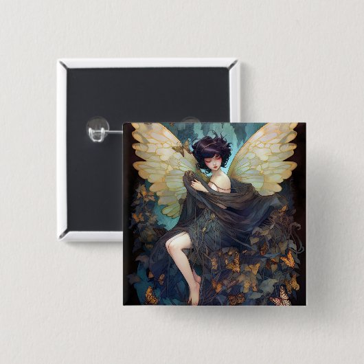 Fairy Girl Fantasy Art Button (Vorne & Hinten)