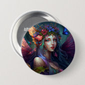 Fairy Girl Fantasy Art Button (Vorne & Hinten)