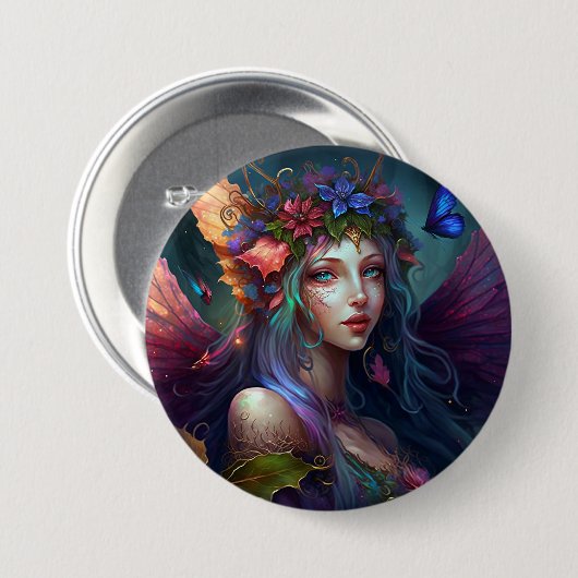Fairy Girl Fantasy Art Button (Vorne & Hinten)
