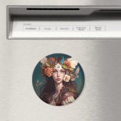 Fairy Girl Fantasy Art Button Magnet (In Situ (Geschirrspüler))