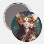 Fairy Girl Fantasy Art Button Magnet (Vorderseite/Rückseite)