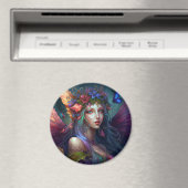 Fairy Girl Fantasy Art Button Magnet (In Situ (Geschirrspüler))