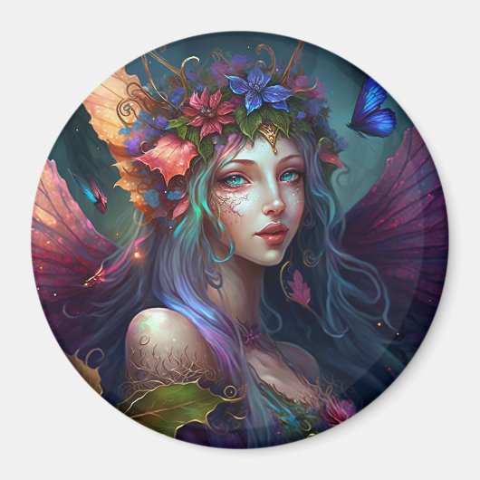 Fairy Girl Fantasy Art Button Magnet (Vorne)