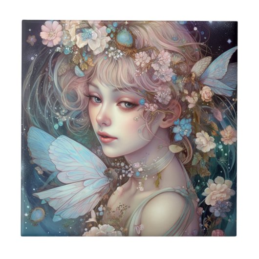 Fairy Girl Fantasy Art Fliese (Vorderseite)