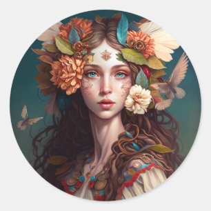 Fairy Girl Fantasy Classic Round Sticker
