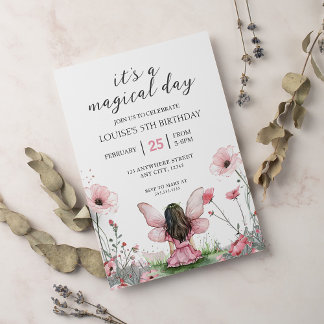 Fairy Girl Garden Pink Geburtstag Einladung
