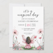 Fairy Girl Garden Pink Geburtstag Einladung (Vorderseite)