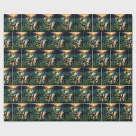 Fairy Girl Gießen eines Zaubers auf einer Sonnenbl Geschenkpapier (Flach)