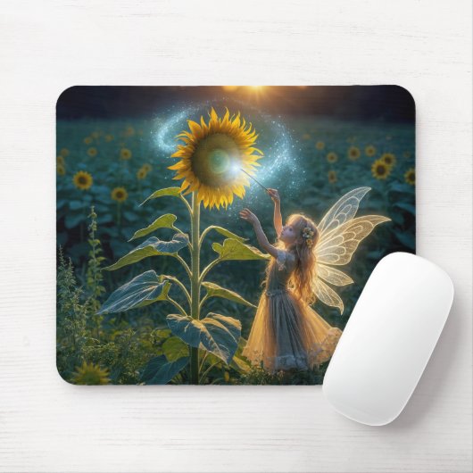 Fairy Girl Gießen eines Zaubers auf einer Sonnenbl Mousepad (Mit Mouse)