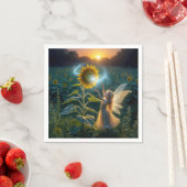 Fairy Girl Gießen eines Zaubers auf einer Sonnenbl Serviette (Beispiel)