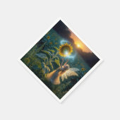 Fairy Girl Gießen eines Zaubers auf einer Sonnenbl Serviette (Ecke)