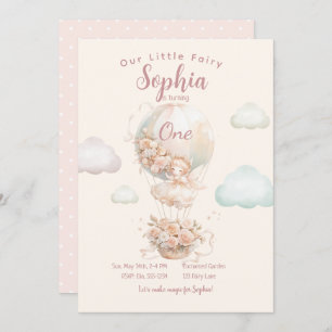 Fairy Girl Hot Air Ballon Erster Geburtstag Einladung