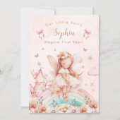 Fairy Girl Magical Teapot Rainbow Erster Geburtsta Einladung (Vorderseite)