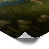 Fairy Girl Playing A Flute To Frogs In Moonlight Poster (Ecke)