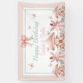Fairy Girls Mushroom House Ribbon Twins Geburtstag Banner (Vertikal)