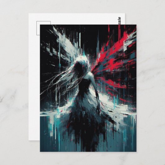 Fairy Glitch Black Red Blue Postkarte (Vorne/Hinten)