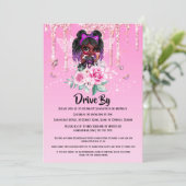 Fairy Glitzer Afroamerikanisches Mädchen pink Gebu Einladung (Stehend Vorderseite)