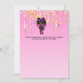 Fairy Glitzer Afroamerikanisches Mädchen pink Gebu Einladung (Rückseite)