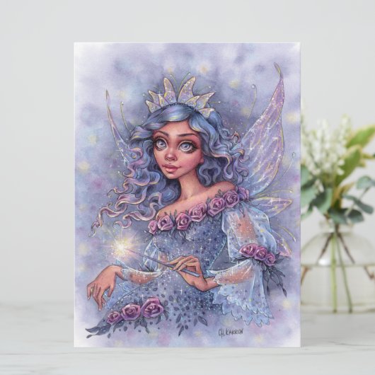 Fairy Godmutter Magic Wings Fantasy Frauenkarte (Stehend Vorderseite)