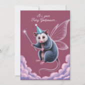 Fairy GodPossum Happy Birthday Einladung (Vorderseite)
