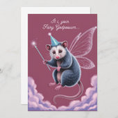 Fairy GodPossum Happy Birthday Einladung (Vorne/Hinten)