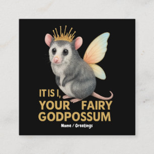 Fairy Godpossum Niedlich Opossum mit Kronen und Fl Quadratische Visitenkarte