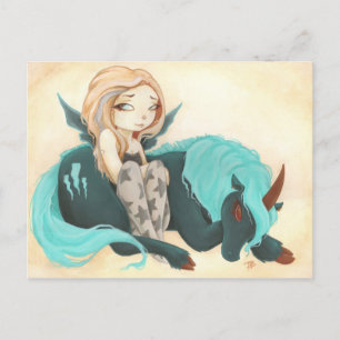 FAIRY GOTH UNICORN storm lightning Postkarte