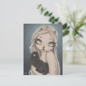 Fairy gothic jackalope Fantasy Art Postcard Postkarte (Stehend Vorderseite)