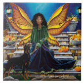 Fairy Guardian Doberman Dog Fliese (Vorderseite)