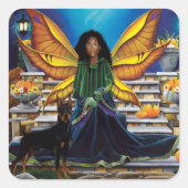 Fairy Guardian Doberman Dog Quadratischer Aufkleber (Vorderseite)
