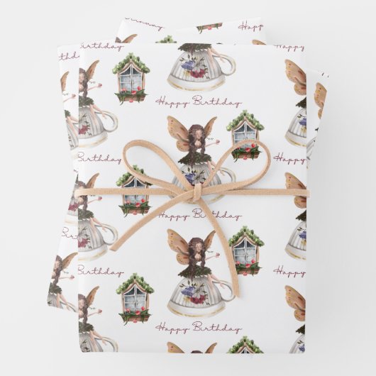 Fairy Happy Birthday Wrapping Paper Set Geschenkpapier Set (Beispiel)