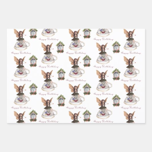 Fairy Happy Birthday Wrapping Paper Set Geschenkpapier Set (Vorderseite 3)