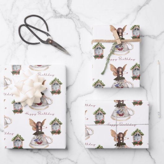 Fairy Happy Birthday Wrapping Paper Set Geschenkpapier Set (Vorderseite)