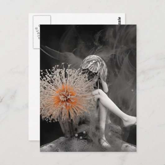 Fairy hinter den Blume Postkarte (Vorne/Hinten)