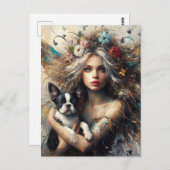 Fairy Holding a Niedlich Boston Terrier Puppy Postkarte (Vorne/Hinten)